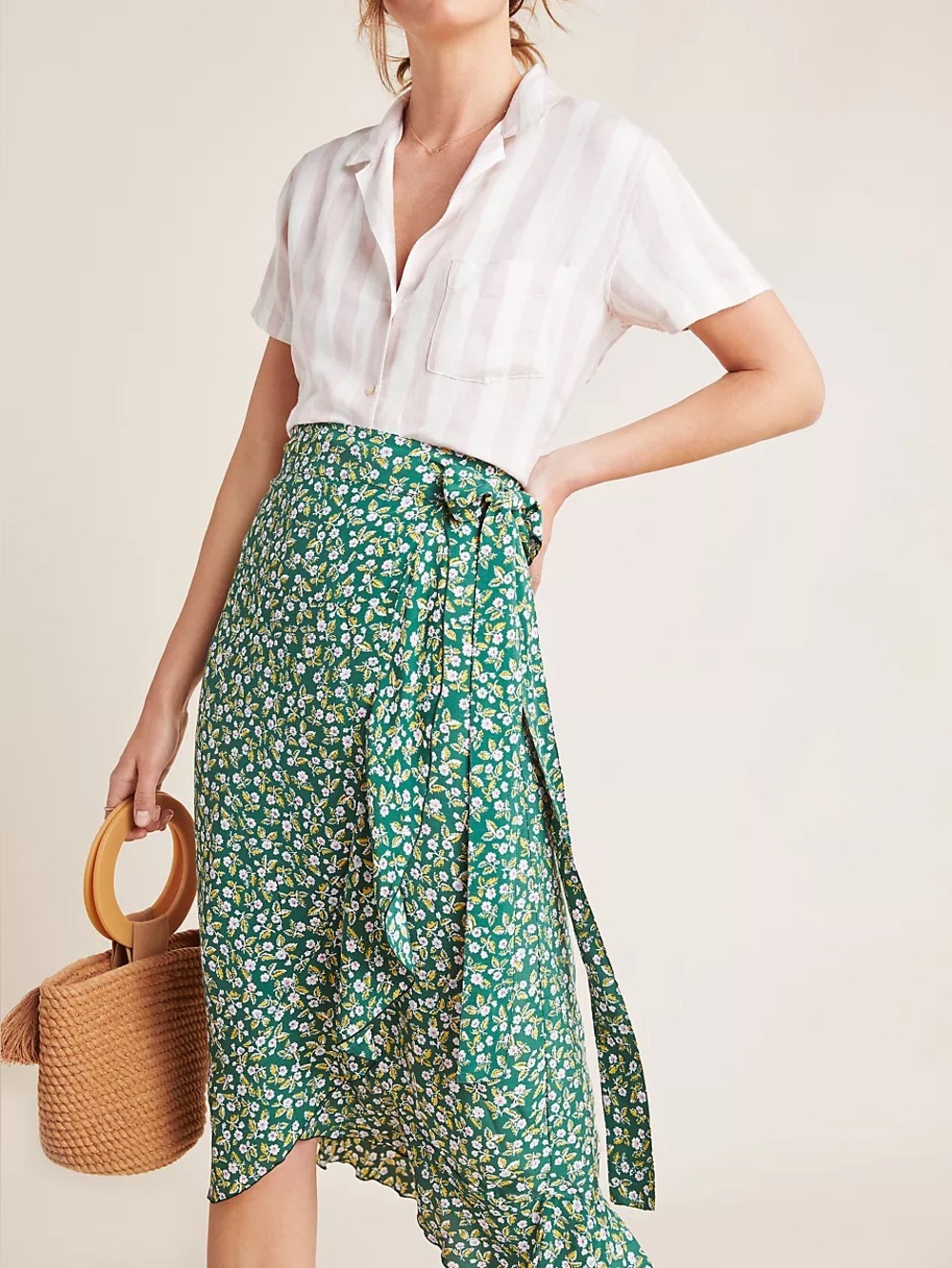 Faithfull The Brand x Anthropologie Celeste Floral Midi Wrap Skirt Size S